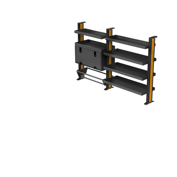 Toyota Hiace SLWB Van Shelving - Full length Driver side variations